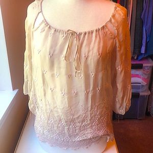 EUC 4 LoveAndLiberty Johnny Was sheer Silk Blouse